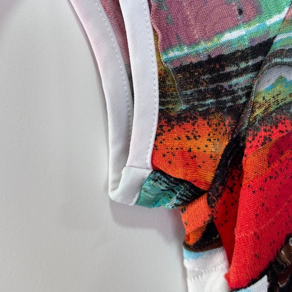 Frank Lyman short sleeve graphic top shark bite tunic size 8 - Picture 4 of 13